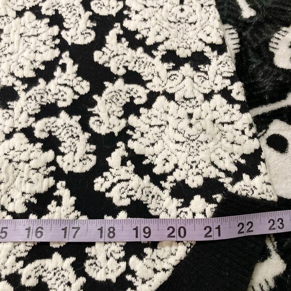 SPANNER Black creamy white damask pattern sweater ~ Goth LARGE XL 1X knit top - Picture 10 of 16